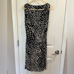 Lauren Ralph Lauren Animal Print Sheath Dress Sz 10 Black/ White